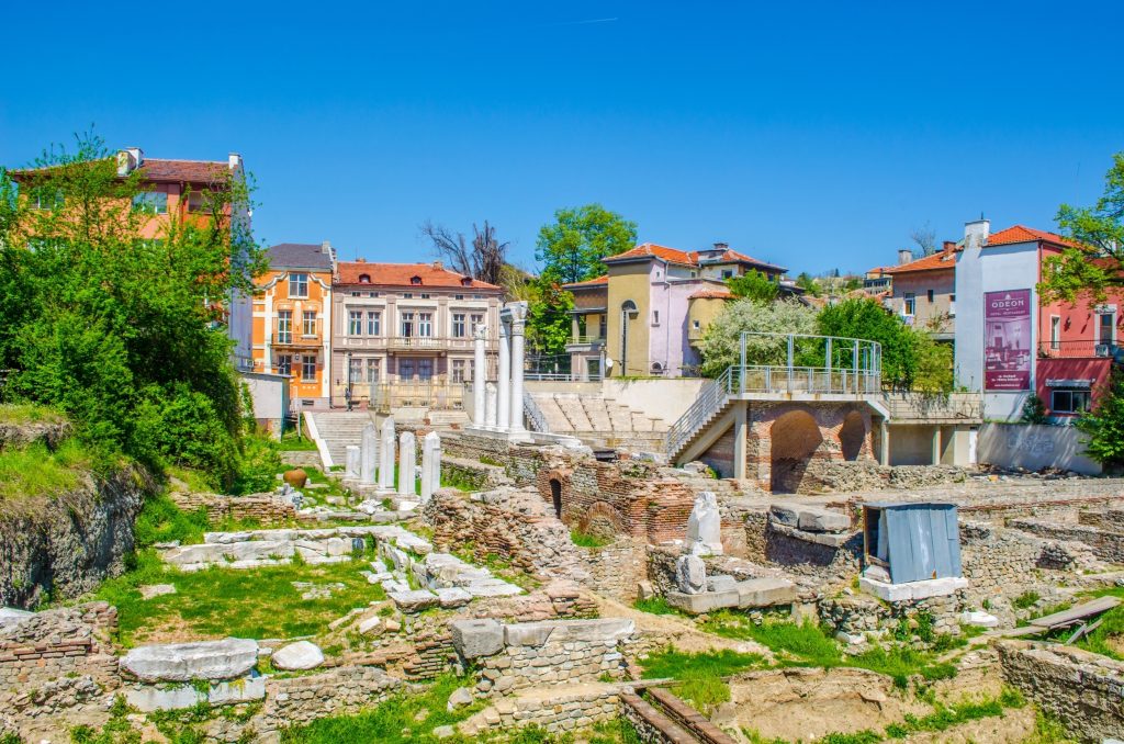 Plovdiv, Antique Forum with Odeon in old town, Bulgaria