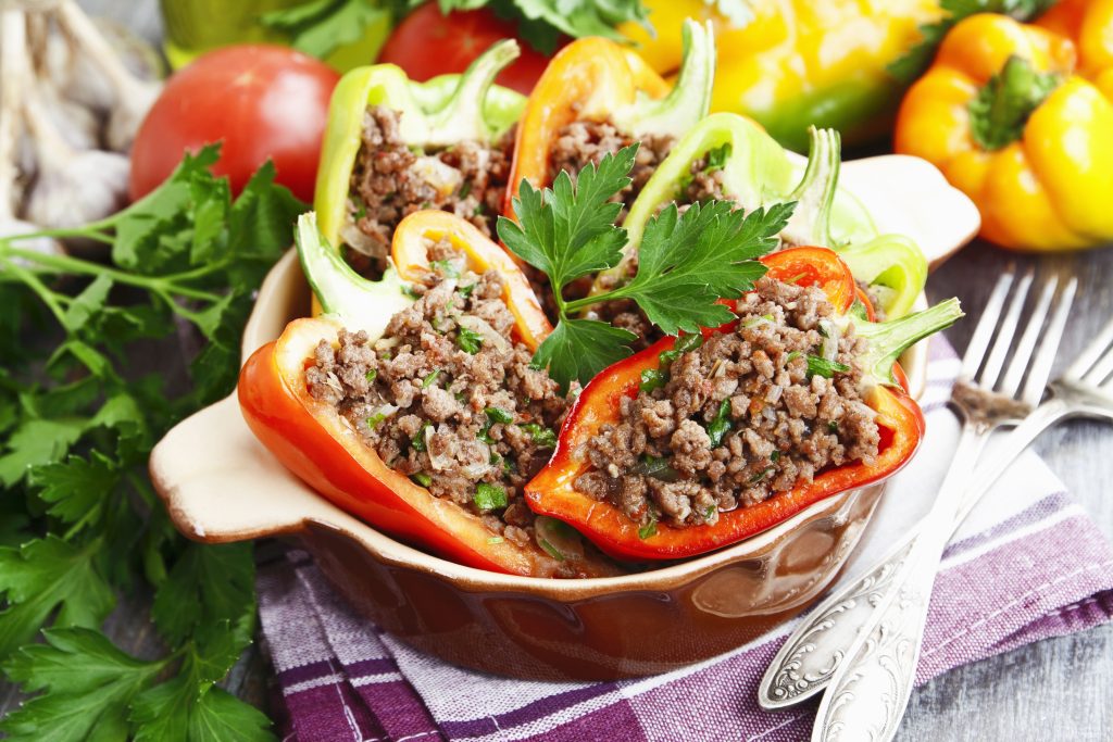 Stuffed paprika with meat on the table